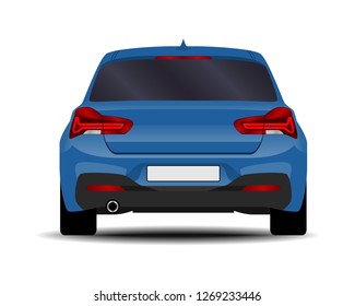 realistic car. hatchback. back view.