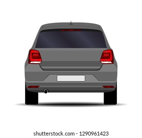 realistic car. hatchback. back view.
