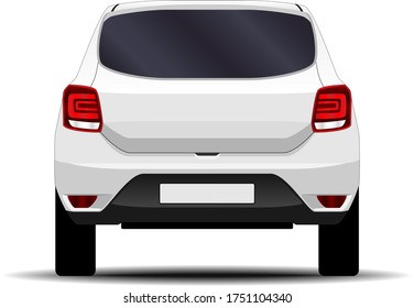realistic car. hatchback. back view.