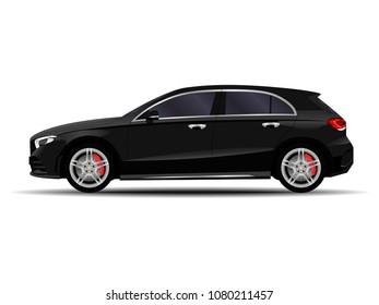 realistic car. hatchback. side view.