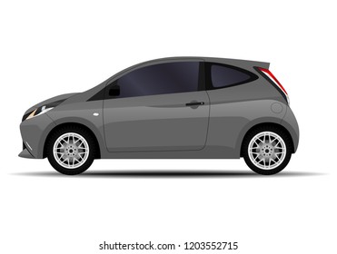 realistic car. hatchback. side view.