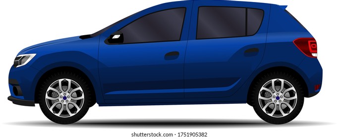 realistic car. hatchback. side view.