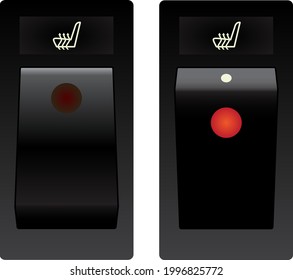 Realistic car heated seat switch knob with illumination indicator in activated and deactivated condition illustration vector.