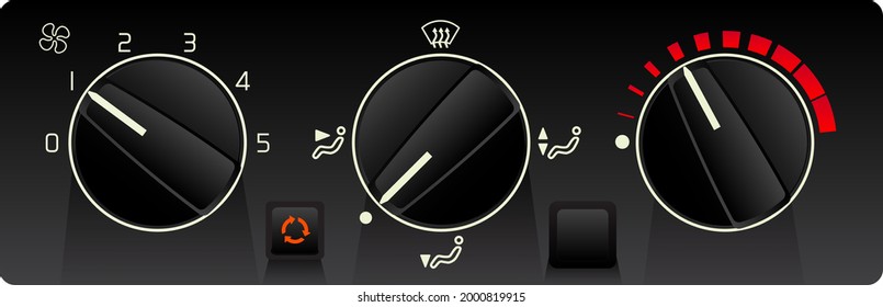 Realistic car heater ventilation control panel with out electronically recirculation mode illustration vector.