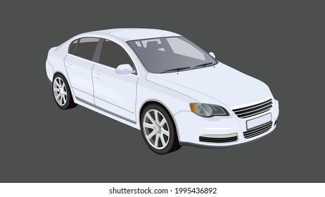 Realistic car isolated on white background, vector car, real car vector design, Vector illustration