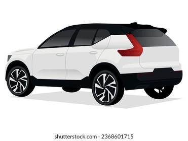 Realistic car isolated on white. Vector car illustration. Set the car from all sides.