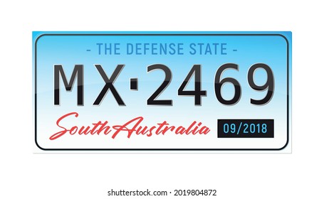 Realistic car license plate of south australia state vector illustration