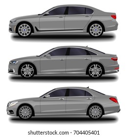 realistic car. Long sedan. set