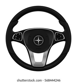 realistic car. luxury steering wheel.