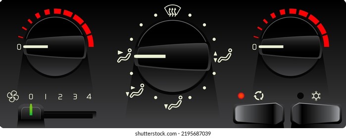 Realistic car manual climate control panel with dual zone temperature control illustration vector.