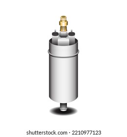 Realistic Car Metal Out Tank Electronic Fuel Pump In Electronic Control Fuel Injection System Vector.