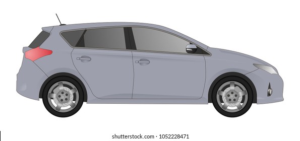 Realistic car model isolated on white background. All elements car in groups on separate layers. The ability to easily change the color car. vector car illustration. Grey color body. Service. Wash.