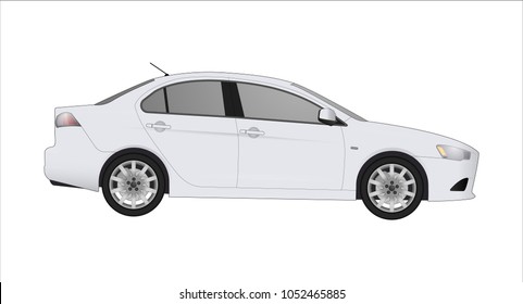 Realistic car model isolated on white background. All elements car in groups on separate layers. The ability to easily change the color car. vector car illustration. White color body.