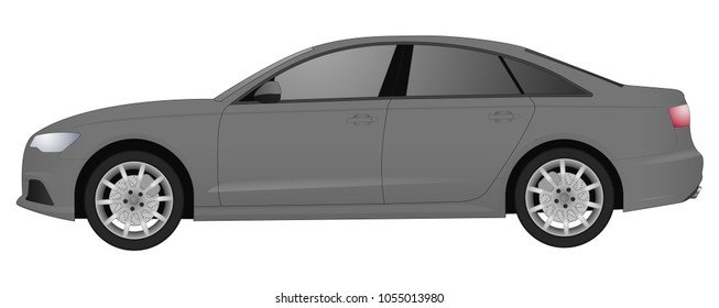 Realistic car model isolated on white background. All elements car in groups on separate layers. The ability to easily change the color car. vector car illustration. Grey color body.