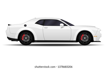 realistic car. Muscle car. side view.