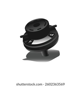 Realistic car part the 2 lines exhaust gas recirculation vacuum modulator valve unit in emission control system with black and silver badge illustration vector.