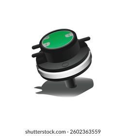 Realistic car part the 3 lines exhaust gas recirculation vacuum modulator valve unit in emission control system with silver and green badge illustration vector.