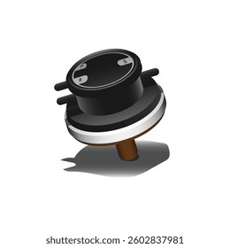 Realistic car part the 3 lines exhaust gas recirculation vacuum modulator valve unit in emission control system with large black and silver badge on top cover illustration vector.