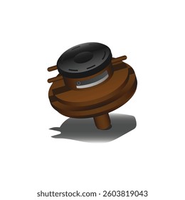 Realistic car part the 3 lines light brown plastic body exhaust gas recirculation vacuum modulator valve unit in emission control system with small badge on side included black top cover illustration 
