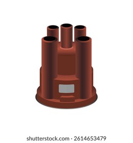 Realistic car part the 4 cylinders distributor cap illustration vector.