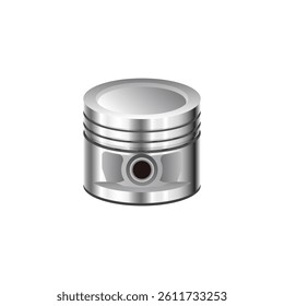 Realistic car part the gasoline internal combustion engine circular dish top piston head without lower trim design illustration vector.