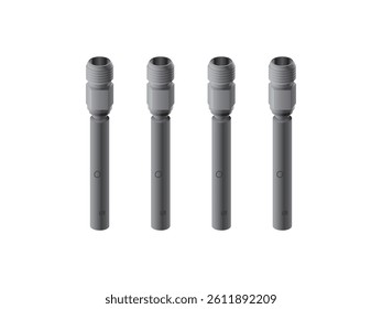 Realistic car part the mechanical injector in continuous injection system gasoline engine in dark grey color illustration vector.