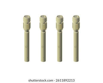 Realistic car part the mechanical injector in continuous injection system gasoline engine in light gold color illustration vector.