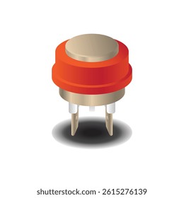 Realistic car part the thermo switch in electric cooling fan control unit for auxiliary radiator fan system with orange rubber seal illustration vector.