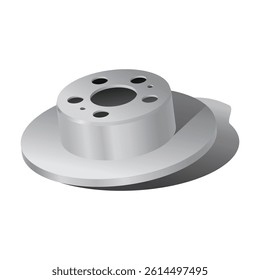 Realistic car parts the front brake disc with 5 whole wheel nuts without ventilator fins illustration vector.