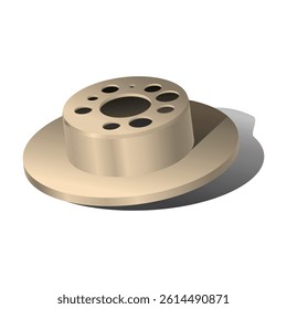 Realistic car parts the rear brake disc with 5 whole wheel nuts without ventilator fins illustration vector.