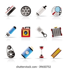 Realistic Car Parts and Services icons - Vector Icon Set 2