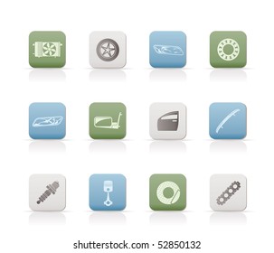 Realistic Car Parts and Services icons - Vector Icon Set 1