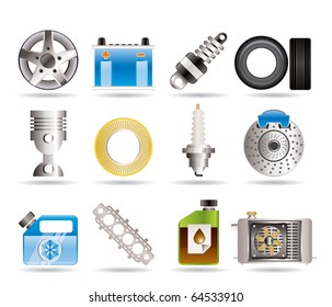 Realistic Car Parts and Services icons - Vector Icon Set 5