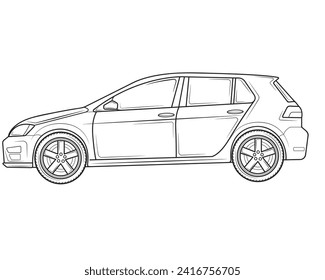 Realistic car in profile. Vector illustration.