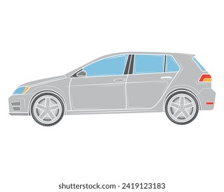 Un auto realista en perfil. Ilustración vectorial.