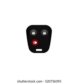 Realistic car remote, key accessory, front view closed-up isolated on white background