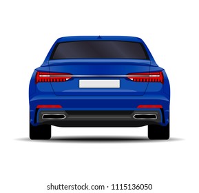 realistic car. sedan. back view.