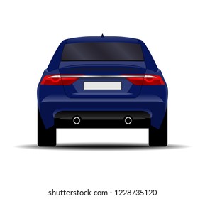 realistic car. sedan. back view.