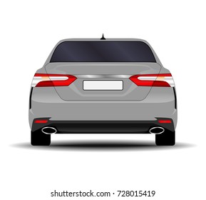 realistic car. sedan back view.