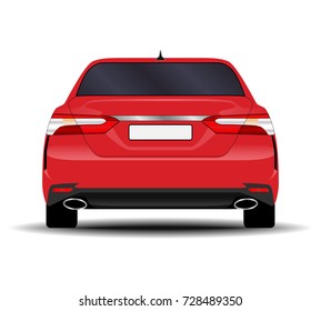 realistic car. sedan back view.