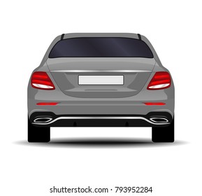 realistic car. sedan back view.