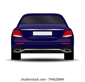 realistic car. sedan back view.