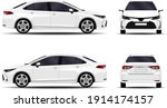 realistic car. sedan. front view; side view; back view.