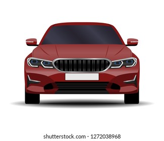 realistic car. sedan. front view.