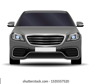 realistic car. sedan. front view.
