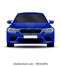 realistic car. sedan front view.