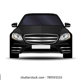 realistic car. sedan front view.
