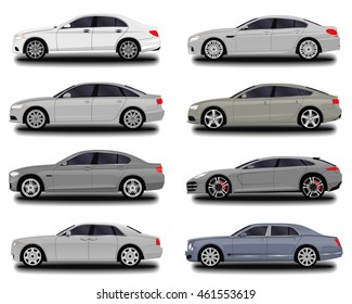 realistic car. sedan set