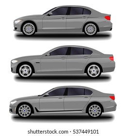 realistic car. sedan. set