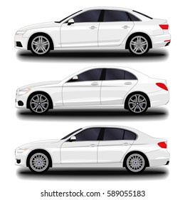 realistic car. sedan. set